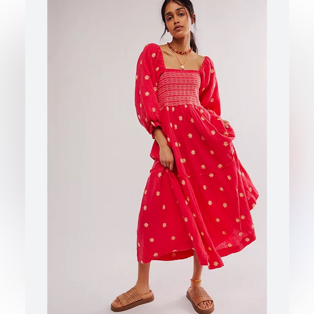 Dahlia Embroidered Maxi Dress Free People NWT